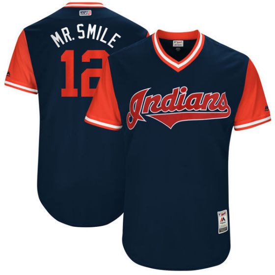 Men Cleveland Indians 12 Mr.smile Blue New Rush Limited MLB Jerseys